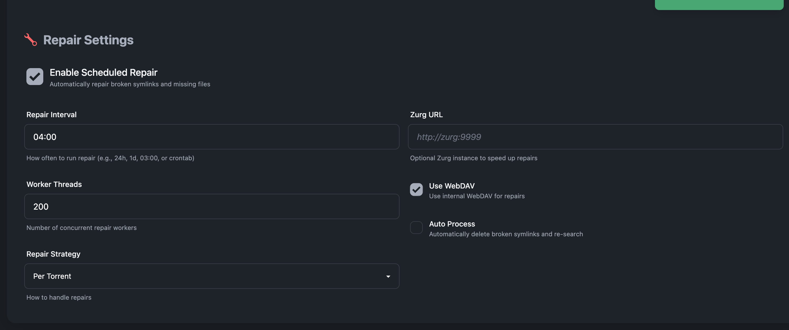 Repair Settings